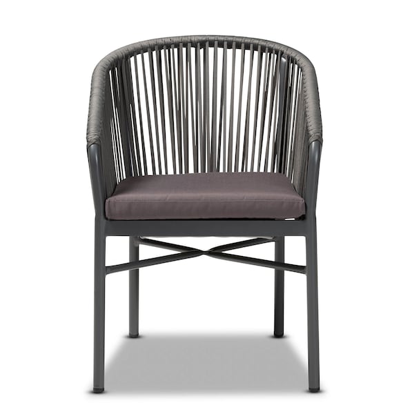 Marcus Grey Finished Rope And Metal Outdoor Dining Chair